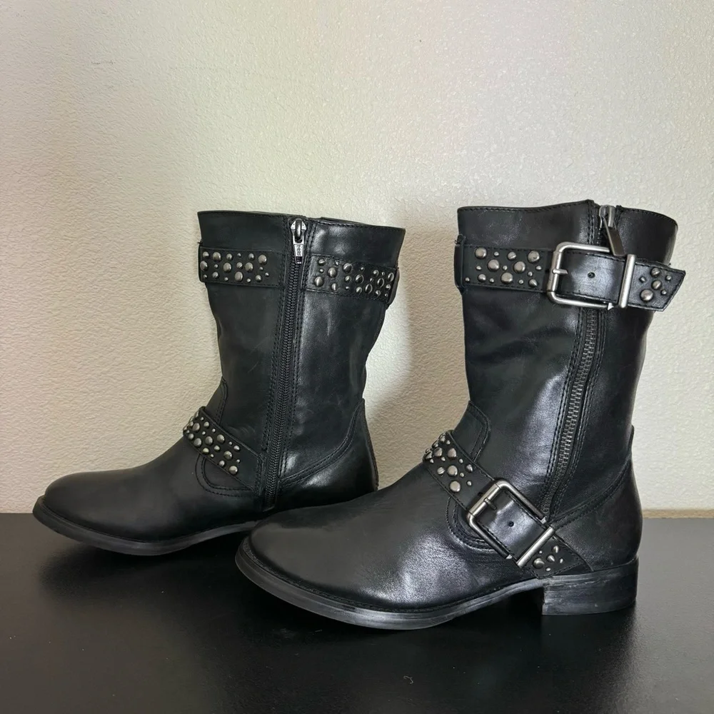 Arturo Chiang Black Leather Boots Size 6